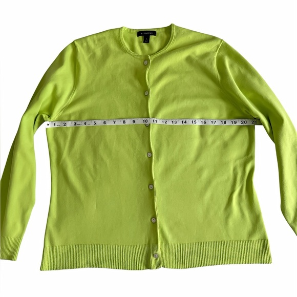 Lands’ End W’s Bright Green Supima Cotton Blend Cardigan Sweater L Button Front - Picture 7 of 8